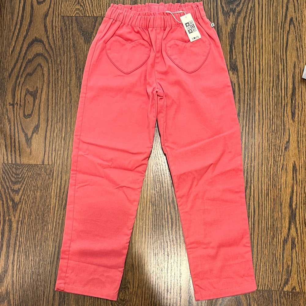 Bonton Girls Pink Heart Pocket Pants in a soft brushed cotton